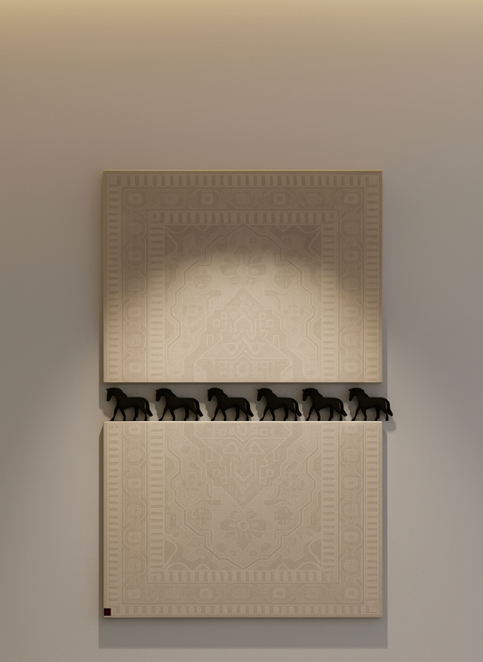 جدارية قافلة الفرسان |مخمل وخشب | تصميم فاخر 120*150 سم