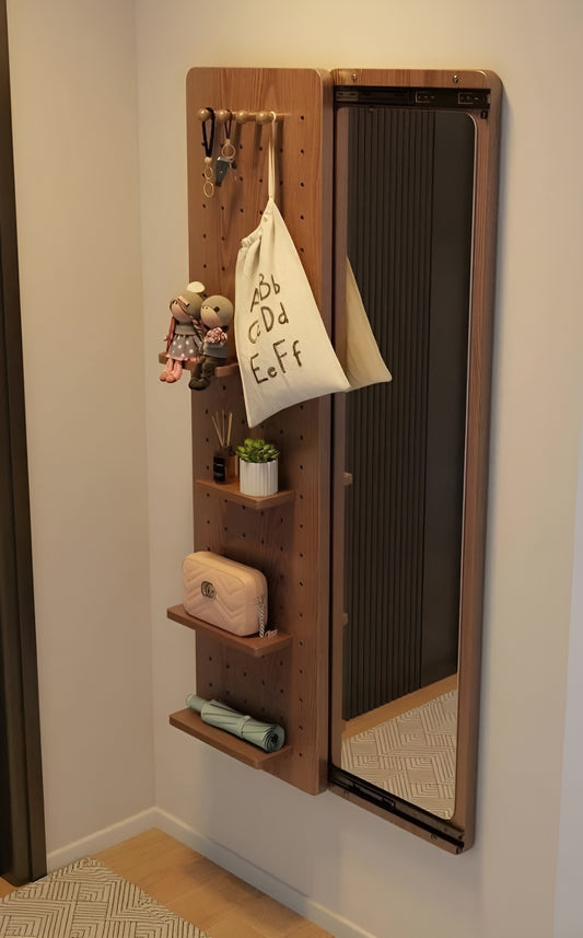 مرآة حائط مخفية مع سكة انزلاق