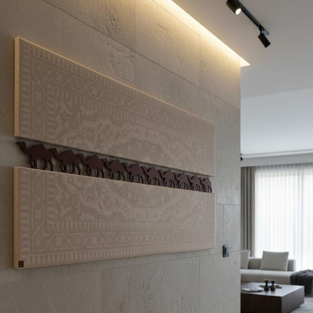 جدارية قافلة الفرسان |مخمل وخشب | تصميم فاخر 120*150 سم