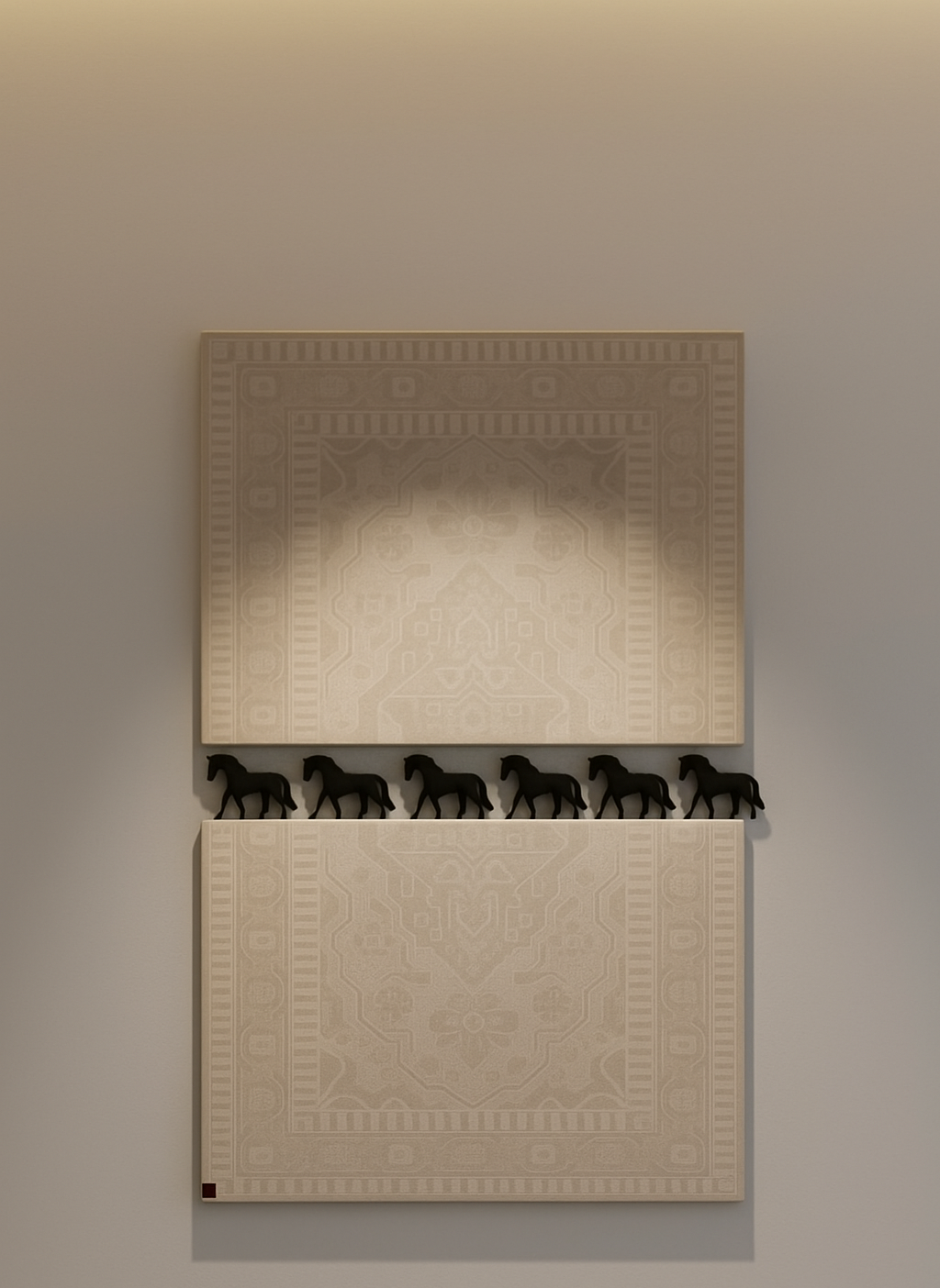 جدارية قافلة الفرسان |مخمل وخشب | تصميم فاخر 120*150 سم